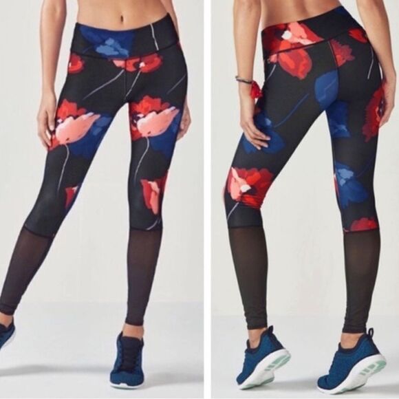 Fabletics Phillipa Mesh PowerHold Leggings Floral- Size Small - Picture 1 of 8